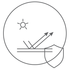 Shield and star icon representing weather and UV resistance